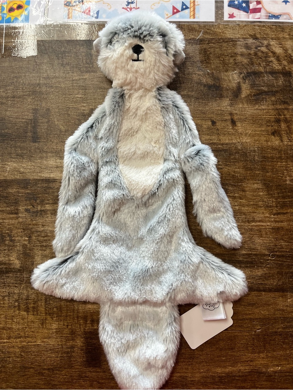 Slumberkins Light Gray White Otter Snuggler Stuffed Animal Plush Flat Lovey 18"